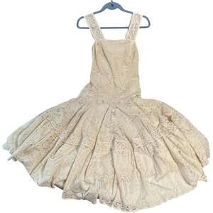 Ralph Lauren Collection Dress Women 4 Cottagecore Lace Fit Flare Blue Label Maxi